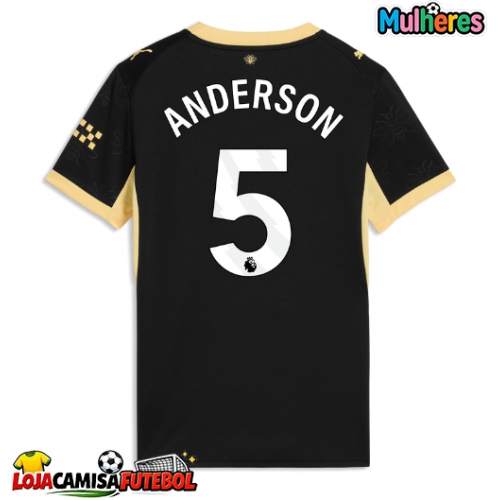 Camisa de Futebol Manchester City Elliot Anderson #5 Equipamento Secundário Mulheres 2026-27 Manga Curta